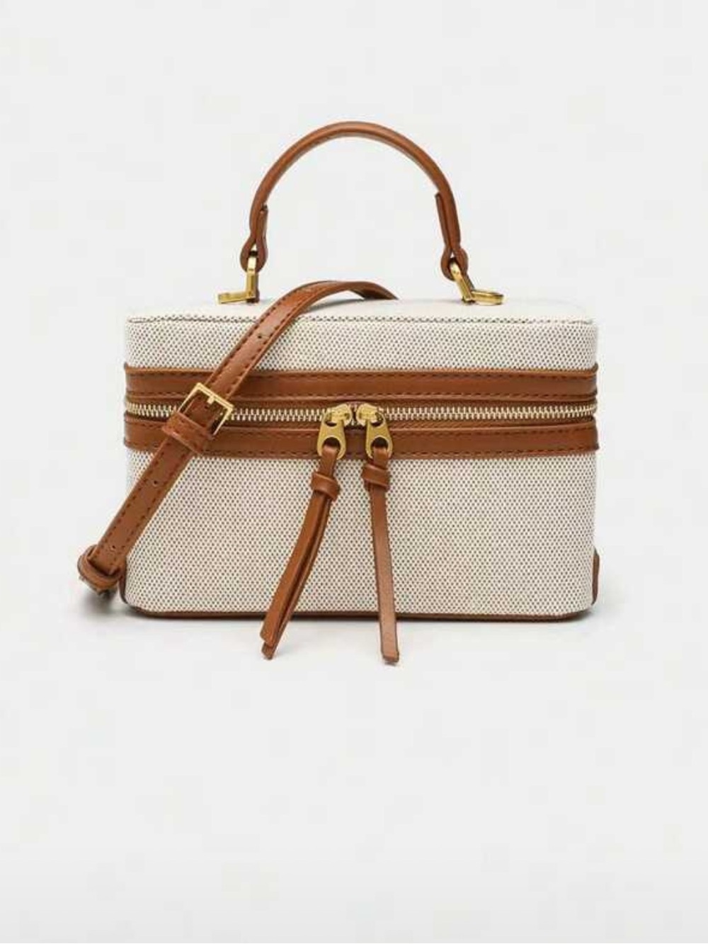 Canvas & Faux Leather Top Handle Handbag | Old Money Style
